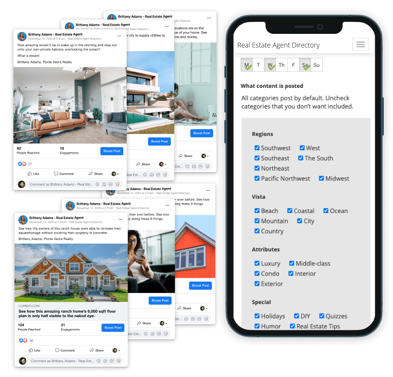 Category filters phone mockup